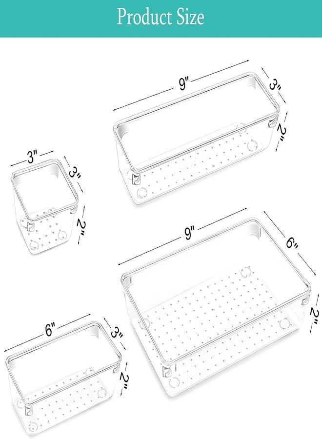 HOLLIO Unbrekable Desk Drawer Organizer Divider Tray, Stationary Organizers for Drawers, Cupboard Organizer for Stationery, Makeup Organizer Drawer,Bathroom Cosmetic Organizers (4 PCS) - Image 2